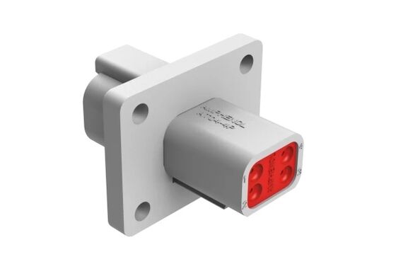 Amphenol AT04-4P-L012 Rectangular Socket Male Receptacle Connector, original Amphenol part for stable wire-to-board connection in industrial electronic assembly.